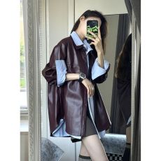 葡萄紫PU皮衣外套女2023年春秋季时尚新款复古夹克百搭衬衫