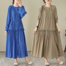 批发实拍2026新款宽松显瘦大码长款<b class='q'>连衣裙</b>