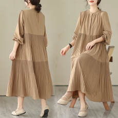 批发实拍2026新款宽松显瘦大码长款<b class='q'>连衣裙</b>