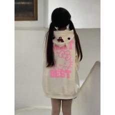 批发320g纯棉刺绣+发泡+蝴蝶<b class='q'>饰品</b># KT猫开衫连帽卫衣<b class='q'>宽松</b>设计感外套