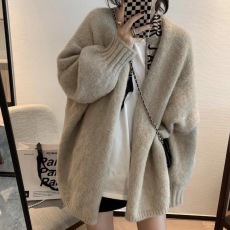 批发大码女装针织开衫<b class='q'>外套</b>秋冬装新款韩版百搭慵懒风毛衣<b class='q'>中长款</b>上衣