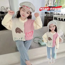 批发儿童毛衣2025<b class='q'>春</b>秋新款男女童字母绣花连帽针织宝宝毛线拉链洋气潮