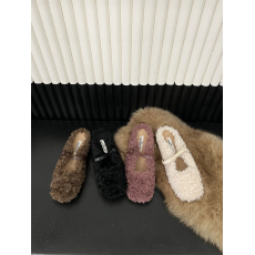 批发韩版羊羔毛半托套脚毛毛鞋女冬外穿2023秋冬网红百搭加绒豆豆单鞋