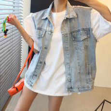 批发现  浅色宽松型无袖牛仔马甲