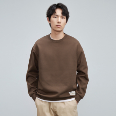 批发320G重磅卫衣秋冬季男潮牌圆领打底套头纯色上衣2023新长袖T恤男