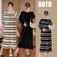 批发实拍网红<b class='q'>孕妇装</b>春装针织条纹<b class='q'>孕妇</b><b class='q'>连衣裙</b>韩版宽松<b class='q'>大码</b>显廋<b class='q'>孕妇</b><b class='q'>裙</b>