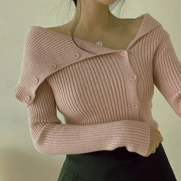오프숄더 퍼프소매 니트 가디건 상세 이미지 9