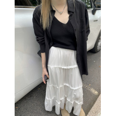 批发大码百搭松紧遮胯显瘦白色半身裙春夏气质仙女白色蛋糕长裙