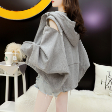 批发官方图250g酷丝棉2026春季露肩纯色<b class='q'>开衫</b>长袖外套<b class='q'>女</b>