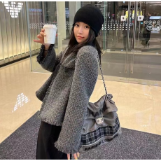 批发秋冬装大码小香风外套高级感小个子粗花呢气质短款上衣M-4XL200斤