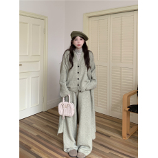 批发实拍实价~秋冬休闲针织套装长款开衫外套打底衫叠穿马甲<b class='q'>长裤</b><b class='q'>女</b>