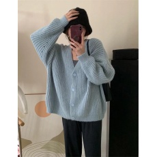 批发<b class='q'>韩版</b>慵懒风粗针毛线毛衣开衫秋季新款宽松蝙蝠袖显瘦针织衫上衣女