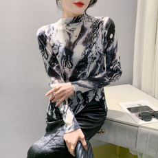 批发2025秋冬新款半高领套头修身显瘦气质街头<b class='q'>欧美</b>打底T恤