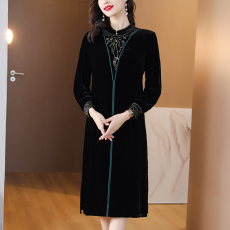 批发真丝绒<b class='q'>连衣裙</b>新款高端打底内搭2025<b class='q'>桑蚕丝</b>妈妈丝绒春秋冬