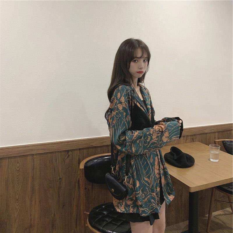 Early autumn new design sense shirt British style short pattern shirt female shirt two-piece suit top tide