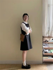 韩系小清新绝美小裙气质连衣裙+娃娃领衬衫上衣两件套女秋季新款
