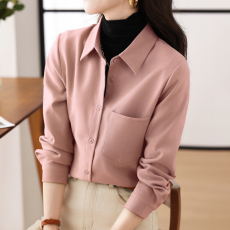 实拍磨毛衬衫女秋冬长袖设计感小众2023加厚内搭叠穿上衣女士衬衣