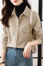 实拍 加厚磨毛衬衫女2023秋季新款韩版复古衬衣长袖叠穿保暖上衣