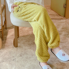 批发梦记冬季新款独家提花绒绿帕恰菠萝格加厚大码绒裤宽松睡裤