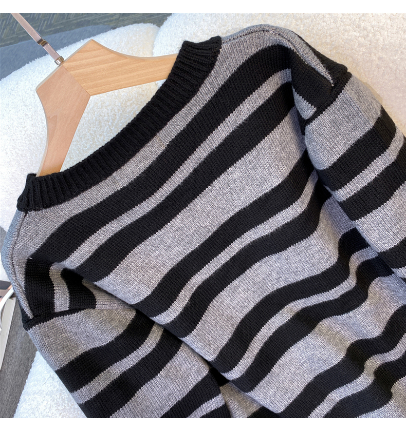 Frühen Herbst 2023 Neue Unterlage Gestrickte Streifen Pullover kinder Französisch Sanfte Lange Kleid_voghion.com