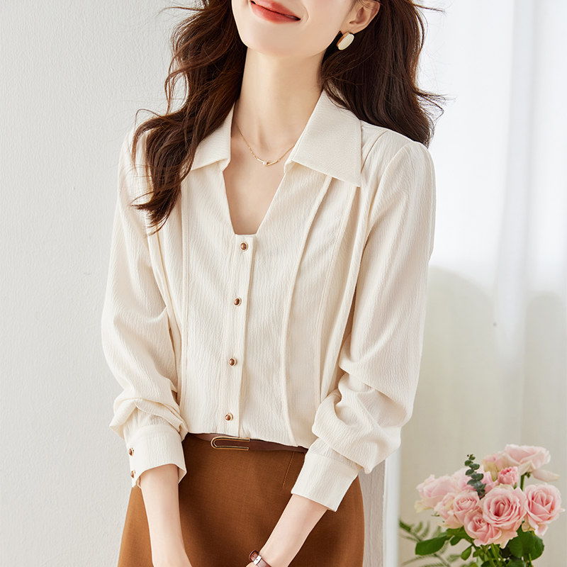 실사 2026 가을 부드러운 품격 더블 칼라 인어 선 자르기 슬림해 보이는 루즈핏 맨위