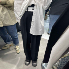 批发东大门2026春季新款时髦条纹拼接撞色洋气<b class='q'>西装裤</b>高腰阔腿直筒长裤