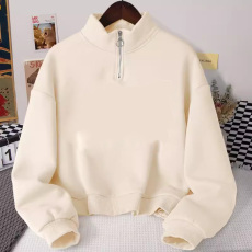 批发空白版纯棉罗口 纯棉面复合牛奶丝310克半拉链短款卫衣后包条