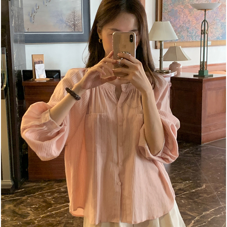 있음 선적 한 부서 캐주얼 라운드 넥 다용도 스트라이프 이른 가을 셔츠 반 개방 칼라 맨위
