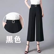 批发<b class='q'>哥</b><b class='q'>弟</b>纹250克九分裤新款西装裤休闲百搭女士阔腿裤高腰直筒垂坠感