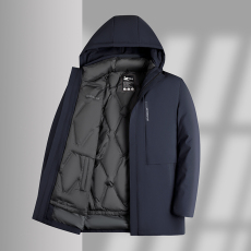 批发男中长款鹅绒服可脱卸内胆一衣三穿加厚防风透气中老年爸爸款冬装