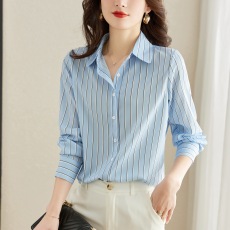 批发实拍 条纹<b class='q'>衬衫</b>女<b class='q'>长袖</b>秋季女装2026新款<b class='q'>衬衣</b>百搭宽松法式别致上衣