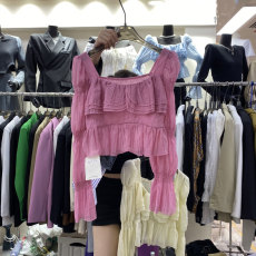 批发韩国东大门2026春秋新款荷叶边方领<b class='q'>衬衫</b>女温柔风洋气百搭长袖上衣