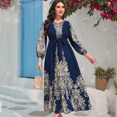 批发<b class='q'>巴洛克</b>印花束带<b class='q'>连衣裙</b>