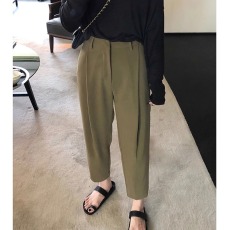 批发2023秋款梨形身材穿搭大码阔腿西装裤女胖妹妹mm休闲九分<b class='q'>哈伦裤</b>潮