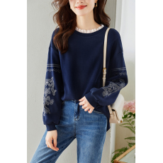 批发实拍◆◆2026春款新重工刺绣蕾丝圆领卫衣女宽松休闲长袖上衣