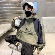 批发实拍男童外套拼色连帽外套风衣春<b class='q'>秋</b>款新款童装儿童韩版男孩中大童