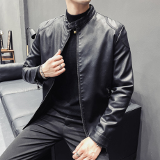 批发实拍皮衣夹克潮牌帅气秋冬季休闲机车男士外套高品质PU皮上衣