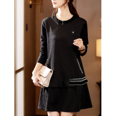 批发限价+12+小视频 春季新款钉珠拼接<b class='q'>连衣裙</b>女2026<b class='q'>荷叶边</b>显瘦<b class='q'>连衣裙</b>