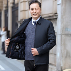 批发【鹅绒】轻薄羽绒服男士中老年人<b class='q'>商务</b>夹克翻领秋加厚爸爸装外套男