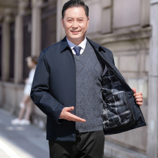 批发【鹅绒】男士可拆卸内胆轻薄羽绒服翻领中老年爸爸冬装加厚夹克男