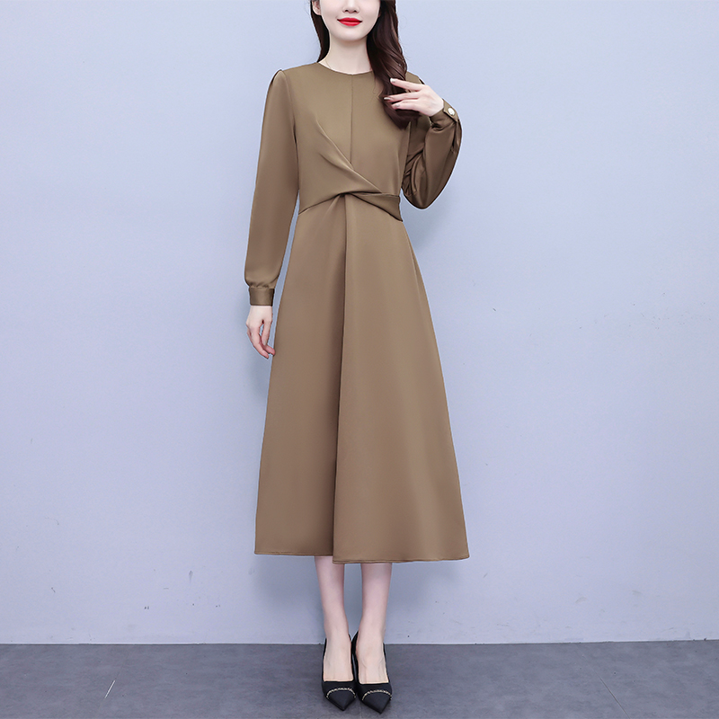 MY13306# 新款法式长袖连衣裙针织时尚气质减龄大码胖mm显瘦长裙子女裝貨源服裝批發