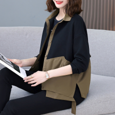 批发2026春秋季新款女士短<b class='q'>外套</b>开衫中老年妈妈假两件女装洋气减龄拼接