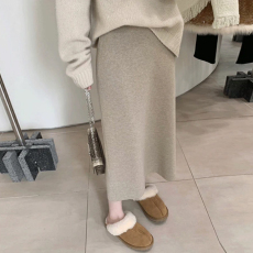 批发  孕妇装  秋冬新款孕妇简约纯色半身裙休闲针织一步裙中长裙