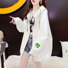 批发官图280克斜纹秋冬2025宽松慵懒百搭风休闲连帽开衫外套<b class='q'>女</b>