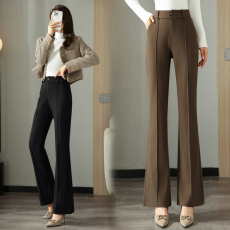 批发长裤子微喇叭裤女2025秋季新款高腰垂感毛呢西装裤显高显瘦马蹄裤