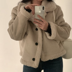 批发chic 新款宽松高级设计感小众加厚仿羊羔毛秋冬季
