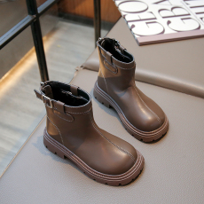 批发女童鞋厚底英伦马丁靴女孩洋切尔西短靴2023秋季新款男童软皮单靴