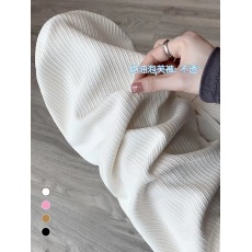 批发白色窄版阔腿裤<b class='q'>女</b>春秋夏2026新款高腰垂感<b class='q'>休闲裤</b>泡芙针织直筒裤子