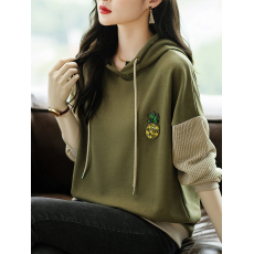 批发限价+12 连帽抽绳针织拼接<b class='q'>套头卫衣</b>休闲2026春季宽松韩版卫衣