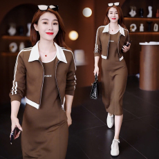 批发官图  休闲时尚中长款<b class='q'>连衣裙</b>套装女士2026秋季新款洋气长裙两件套